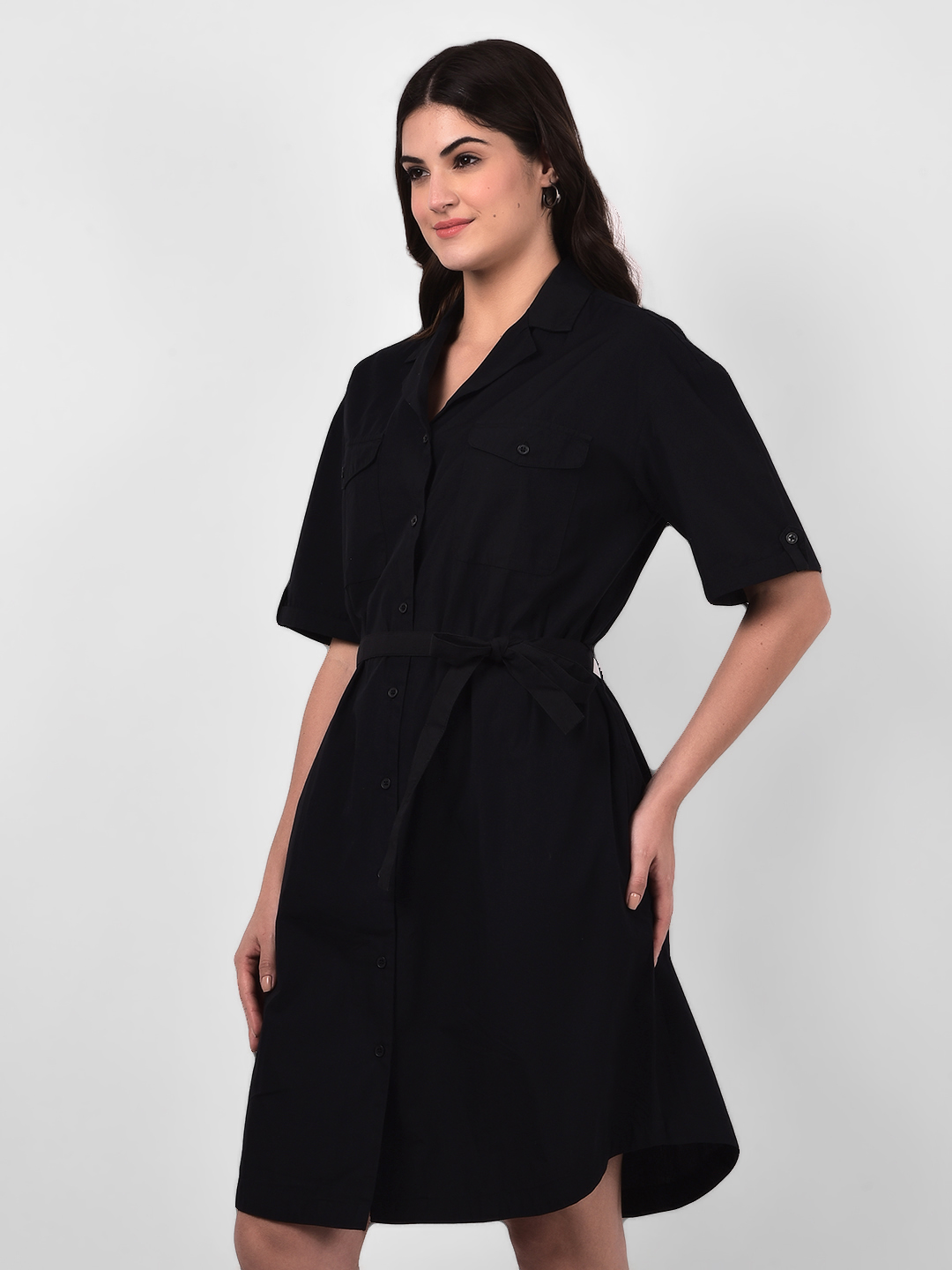 Numero Uno Women Black Utility Shirt Dress